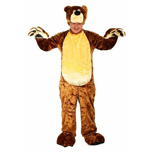 фото Карнавальный костюм бурый медведь, комбинезон, шапка, р. 50-52, рост 180 см, цвета микс 1577021 бока