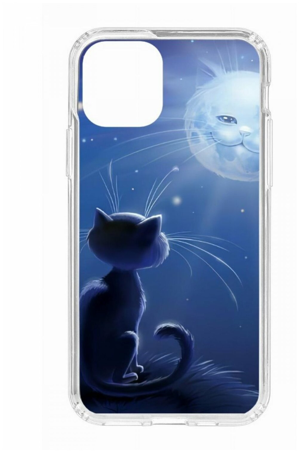 Чехол для iPhone 11 Pro Kruche Print MagSafe Лунный кот,прозрачная накладка с защитой камеры,с рисунком,противоударный силиконовый бампер с принтом