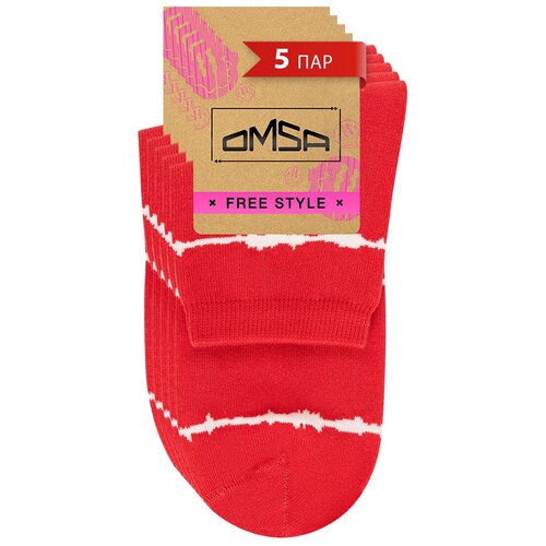 Носки Omsa, 5 пар, 5 уп., размер 35-38, красный носки omsa 5 пар размер 35 38 красный