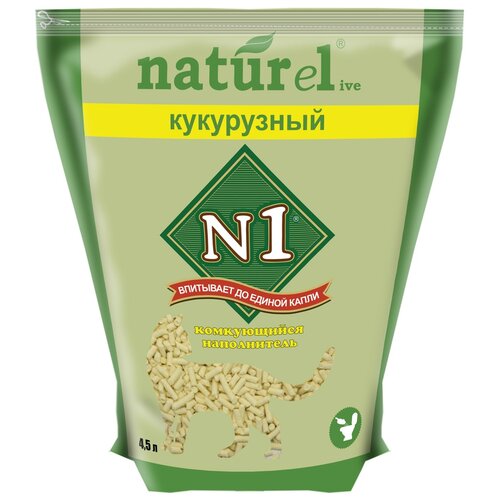 n1 комкующийся наполнитель naturel кукурузный на 4 5л naturel 1 81 кг 22889 2 шт Комкующийся наполнитель N1 Naturel Кукурузный, 4.5л, 1 шт.