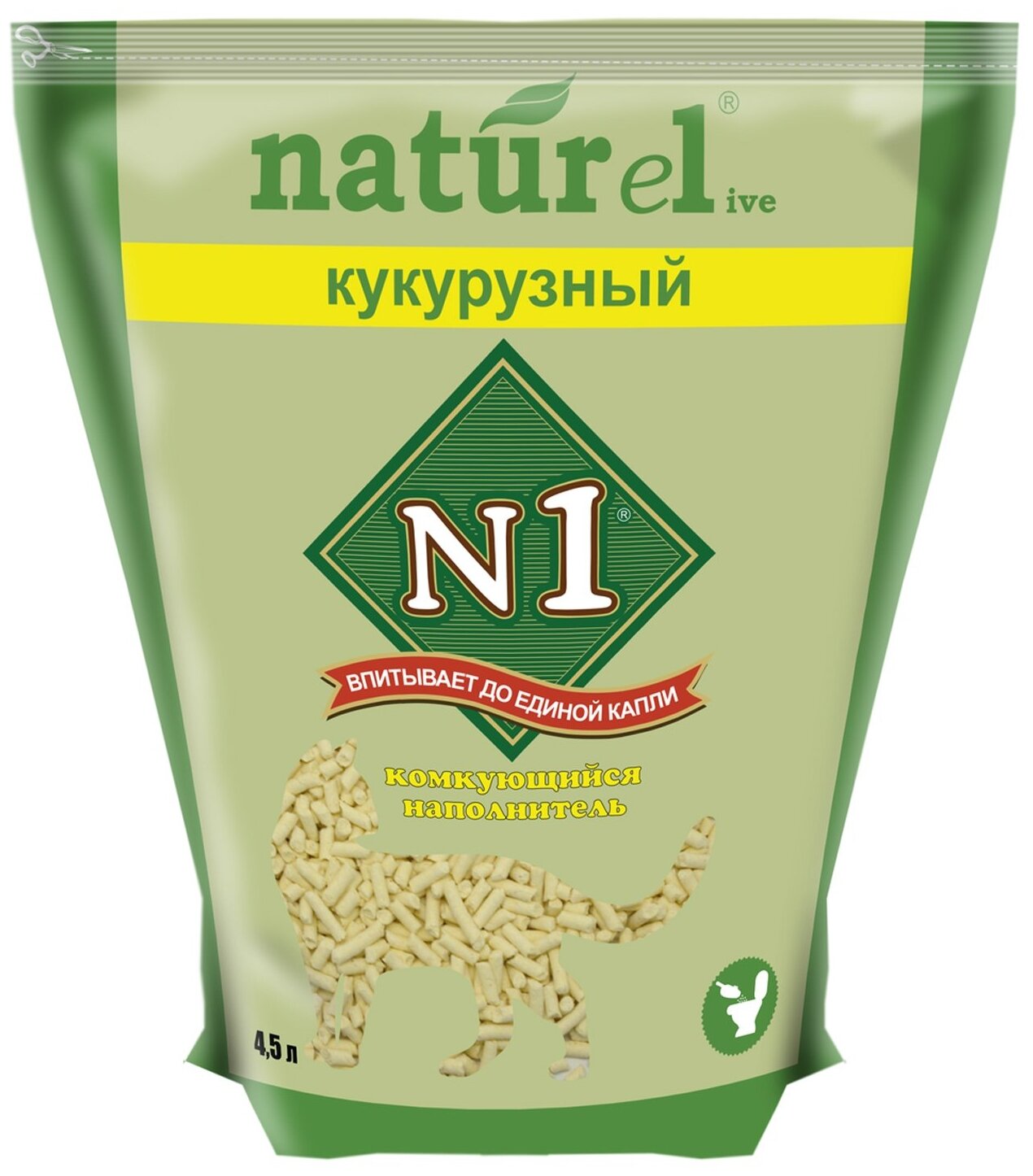 Комкующийся наполнитель N1 Naturel кукурузный 4.5 л