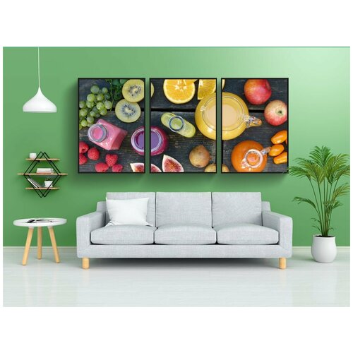 фото Набор модулных постеров для интерьера "фрукты, смузи, сок" 60x90 см. в тубусе, без рамки lotsprints