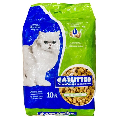 CATLITTER наполнитель 10л (древесные гранулы 8-10 мм) впитывающий наполнитель древесный мур мур 4 кг 12л с запахом хвои