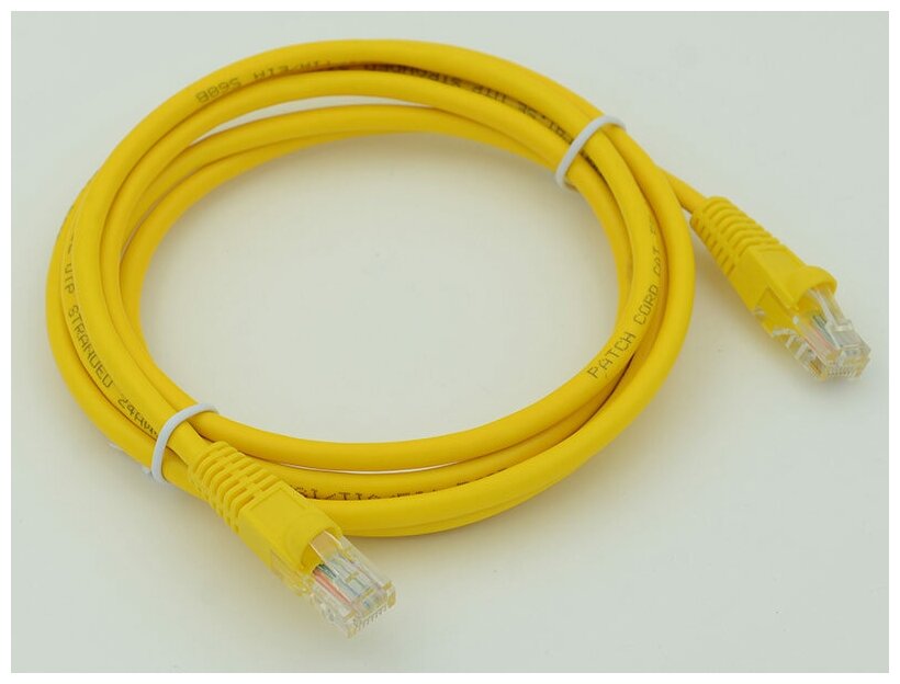 Патч-корд RJ-45 (m)-RJ-45 (m), cat5E, 2м желтый Noname - фото №1