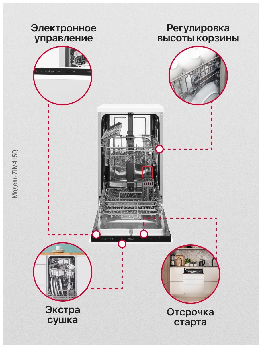 Посудомоечные машины HANSA Посудомоечная машина встраив. Hansa ZIM415Q узкая - фотография № 17