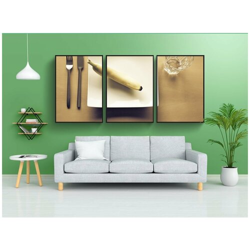 фото Набор модулных постеров для интерьера "завтрак, еда, банан" 60x90 см. в тубусе, без рамки lotsprints