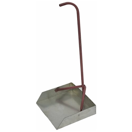 Совок для мусора из оцинкованной стали 31х31 см с изогнутой ручкой 74 см