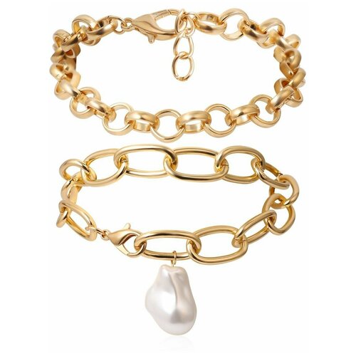 фото Набор браслетов с барочным жемчугом, гипоаллергенный 80921-2 лавка самоцветов