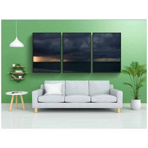 фото Набор модулных постеров для интерьера "буря, океан, молния" 60x90 см. в тубусе, без рамки lotsprints