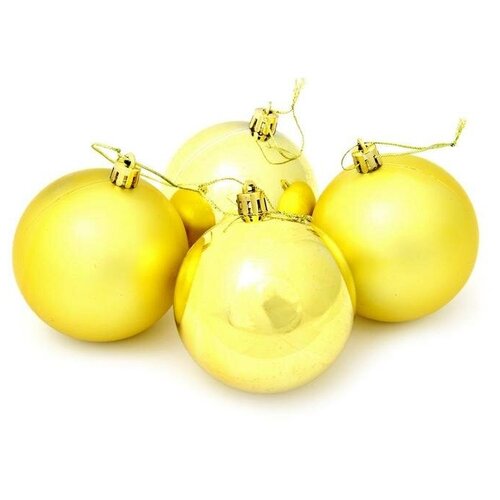 фото Набор из 4-х пластиковых шаров, 8 см, цвет-золотой 37846, 3 уп noname