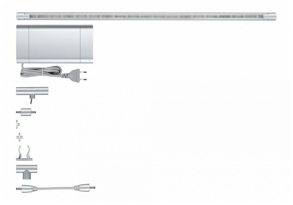 Мебельный накладной светильник Paulmann Function ModuLED L1200мм 3х1.8Вт 3000K 230/12В Хром матовый Базовый набор 70188 - фотография № 1