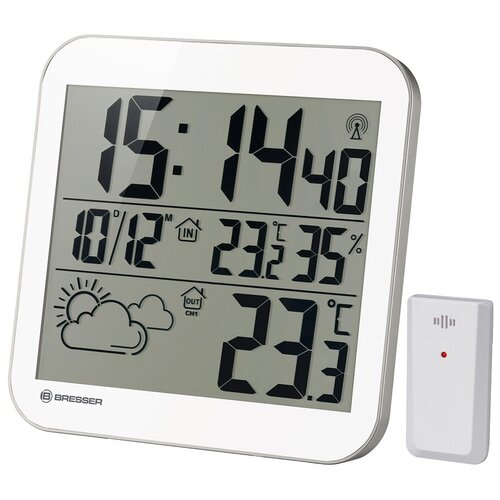 часы настенные bresser mytime meteotime lcd серебристые Часы с термометром BRESSER MyTime LCD, белый