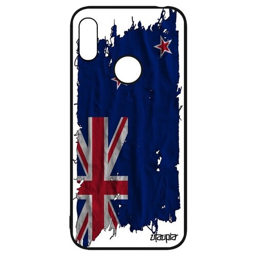 фото Защитный чехол для телефона // huawei y6 2019 // "флаг новой зеландии на ткани" стиль государственный, utaupia, белый