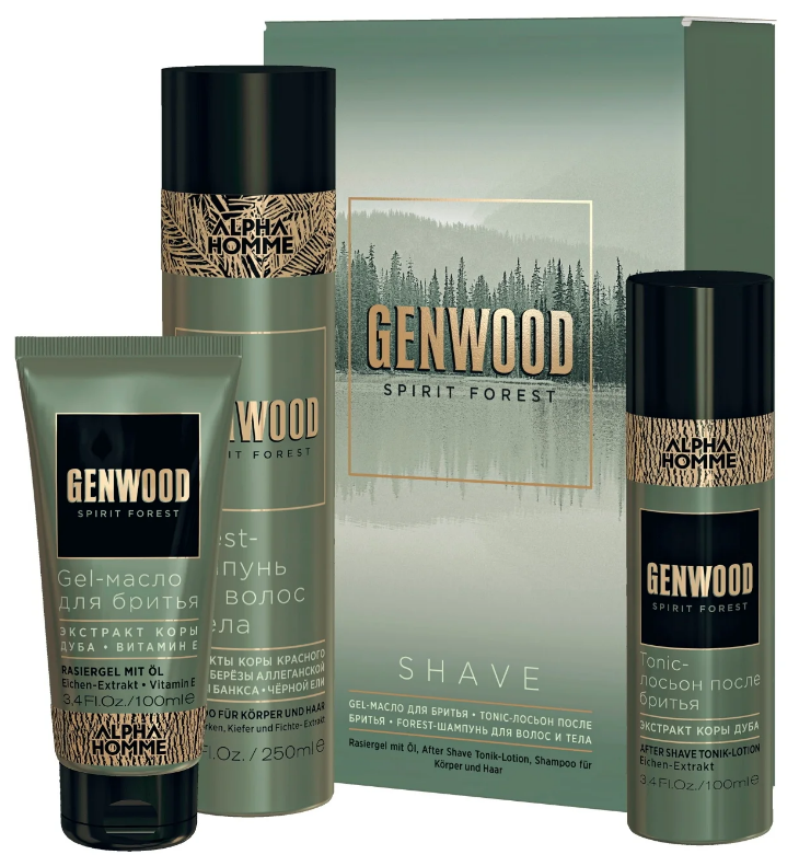 ESTEL Набор GENWOOD shave: шампунь 250 мл, гель-масло 100 мл, лосьон 100 мл.