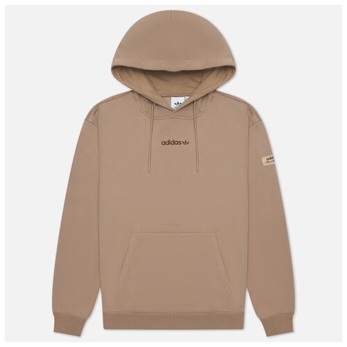 фото Мужская толстовка adidas originals trefoil linear hoodie коричневый , размер m