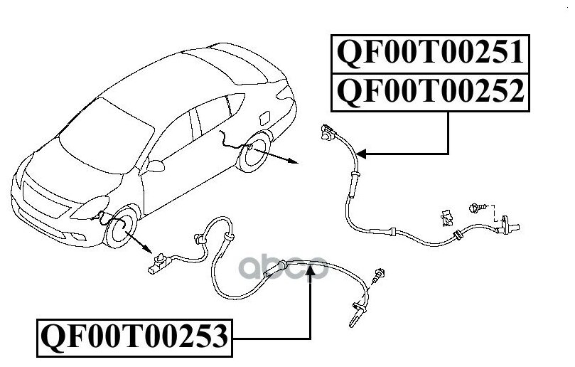 QUATTRO FRENI импульсный датчик ABS RR LH, QF00T00252 1шт