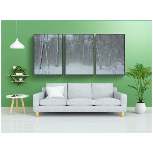 фото Набор модулных постеров для интерьера "снег, метель, зима" 60x90 см. в тубусе, без рамки lotsprints