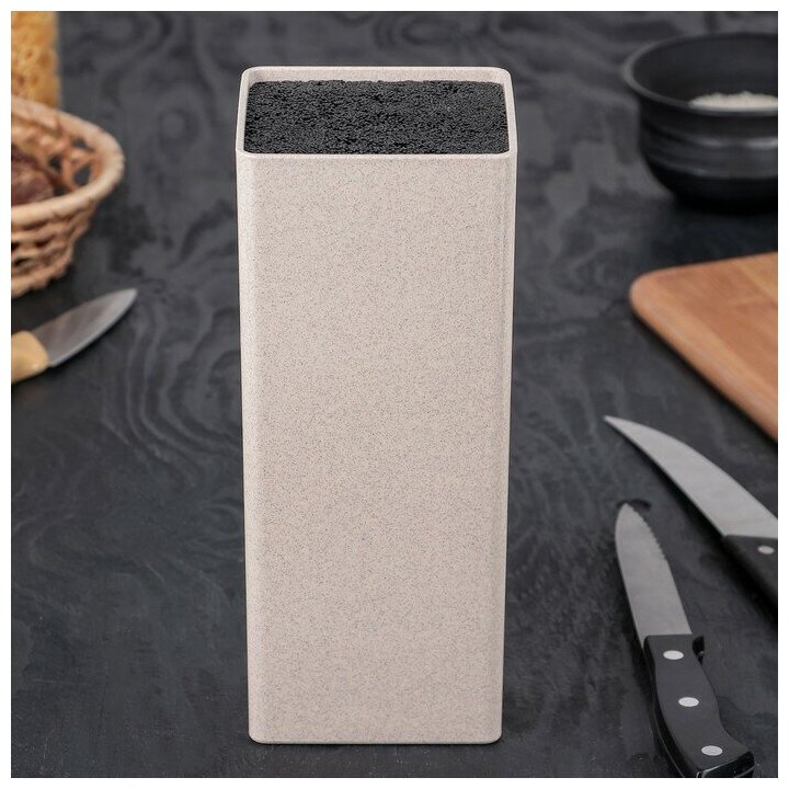 Картинки Подставка для ножей с наполнителем Доляна «Нежность», 22×9 см, цвет бежевый