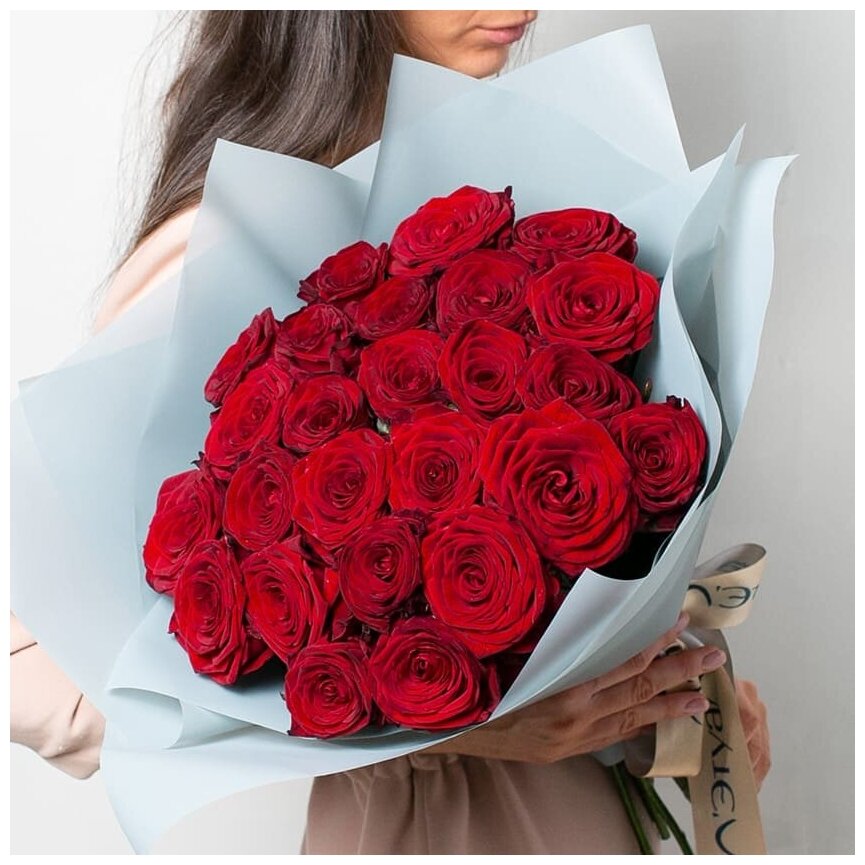 Цветы живые букет из красных роз 25 шт. 40 см.| Лэтуаль Flowers