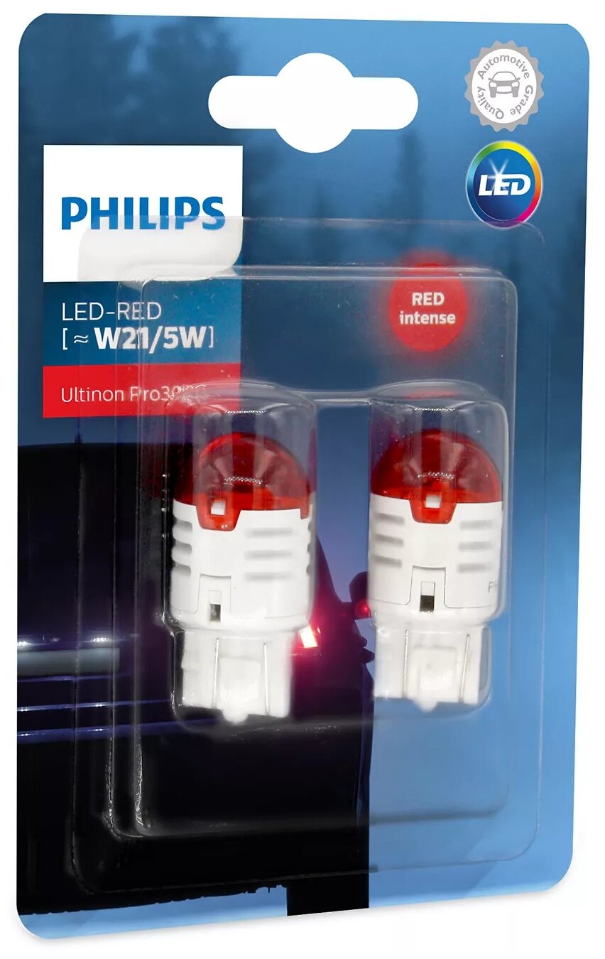 Лампа автомобильная светодиодная Philips Ultinon Pro3000 SI 11066U30RB2 W21/5W 12V 0.8/1.75W W3x16q