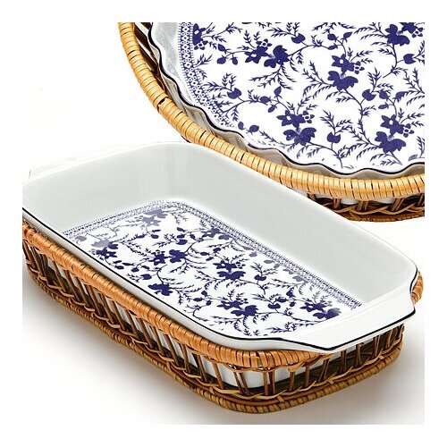 Форма круглая+корзинка керамика MAYER&BOCH 24803 Форма для запекания 1,5л 35х5см узор МВ (х8) 1238692