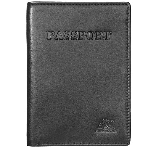 Обложка на паспорт A &M в фирменной подарочной коробке 100% натуральная кожа черный 6116Black
