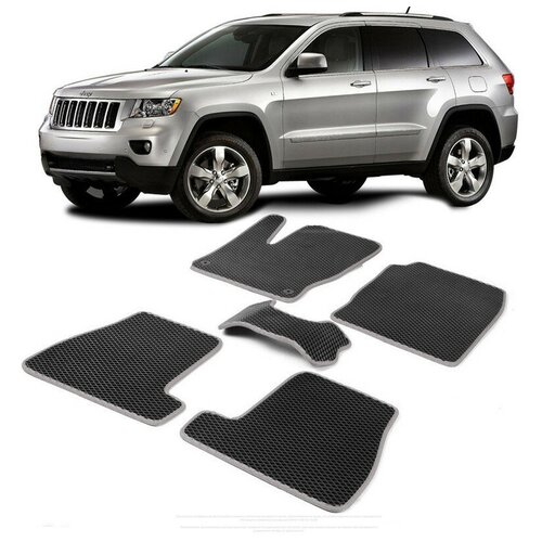 Коврики EVA ЕВА ЭВА в салон автомобиля JEEP GRAND CHEROKEE WK Джип Гранд Чероки ВК Чироки 2004-2010 г. красный кант