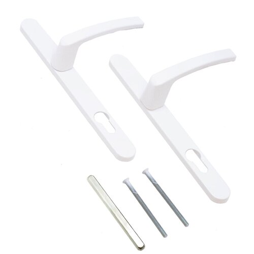 Комплект ручек для узкопрофильных замков ЛДМ FURAL 85.70.25.02.9016 белый с пружиной / Ручки для калитки / Ручки для пластиковой двери / Ручки для алюминиевой двери / Для дверей ПВХ