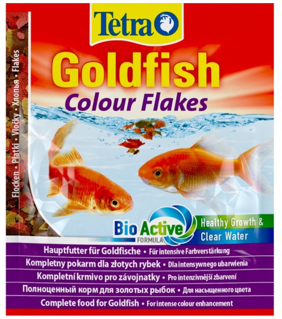 Корм для рыб Tetra (тетра) Goldfish Colour 12г пакет для цвета хлопья/25 - 2 ед. товара - фотография № 2