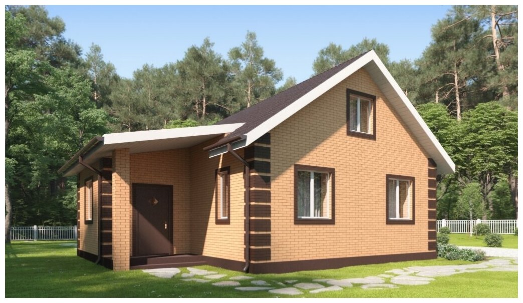 Проект жилого дома STROY-RZN 11-0009 (76,95 м2, 10,91*10,13 м, газобетонный блок 375 мм, облицовочный кирпич)