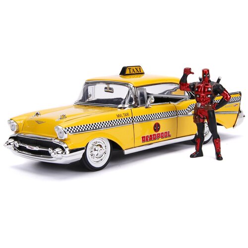 Купить Набор Hollywood Rides: Marvel Deadpool – модель машины 1957 Chevy Bel Air Hard Top (масштаб 1:24) + фигурка Deadpool Figure 2, 75, Jada Toys