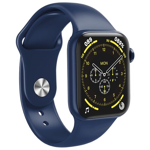 Смарт часы HW 19 мужские женские умные часы 44 mm 2 ремешка в комплекте активные боковые кнопки цвет синий 199900₽
