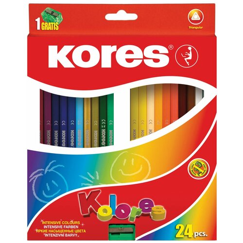 фото Карандаши цветные kores 24 цвета трехгранные с точилкой