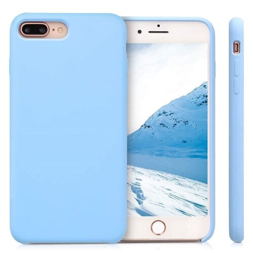 фото Чехол силиконовый для apple iphone 7 plus / 8 plus голубой матовый full cover