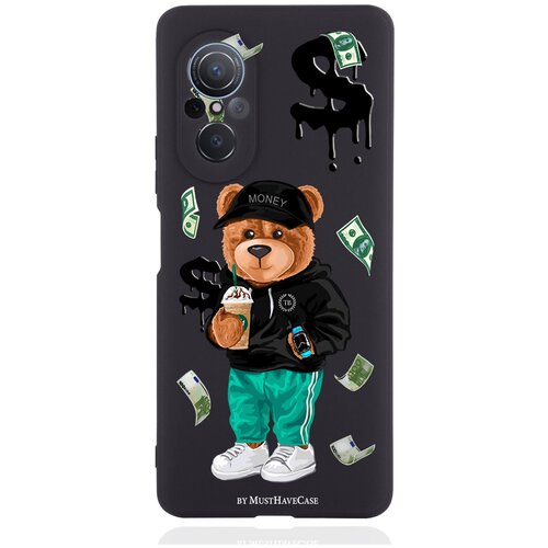 Черный силиконовый чехол MustHaveCase для Huawei Nova 9 SE Tony Bear/ Мишка Тони для Хуавей Нова 9СЕ черный силиконовый чехол musthavecase для huawei nova 9 se tony moscow city тони москва сити для хуавей нова 9се