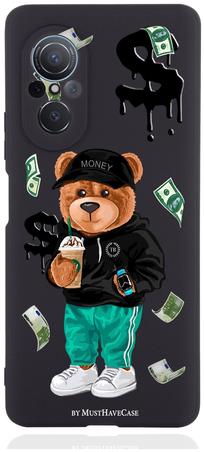 Черный силиконовый чехол MustHaveCase для Huawei Nova 9 SE Tony Bear/ Мишка Тони для Хуавей Нова 9СЕ