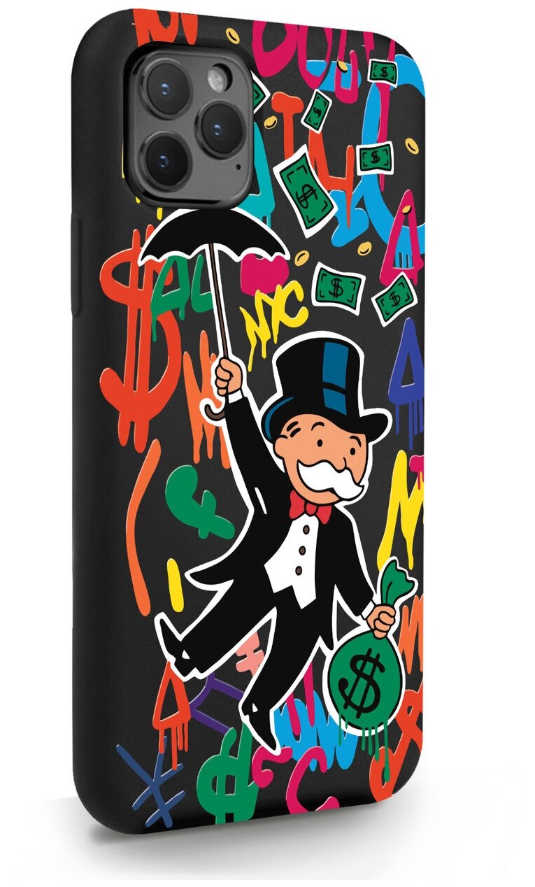 Черный силиконовый чехол MustHaveCase для iPhone 11 Pro Rich uncle PennyBags/ Богатенький дядюшка толстосум для Айфон 11 Про Противоударный