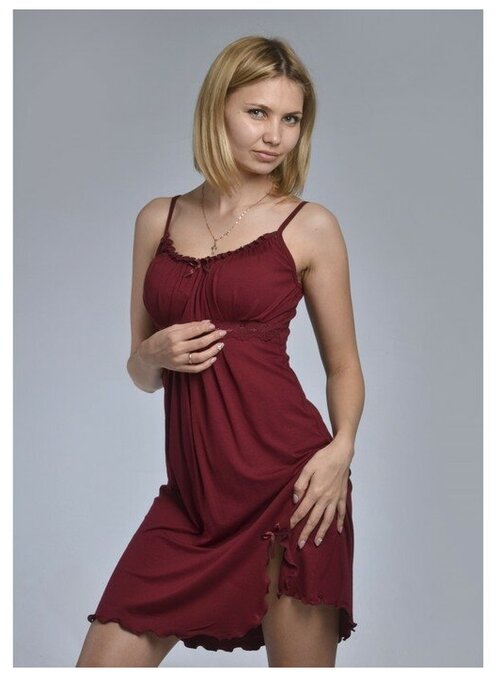 Ночная сорочка женская, цвет бордо, размер 52