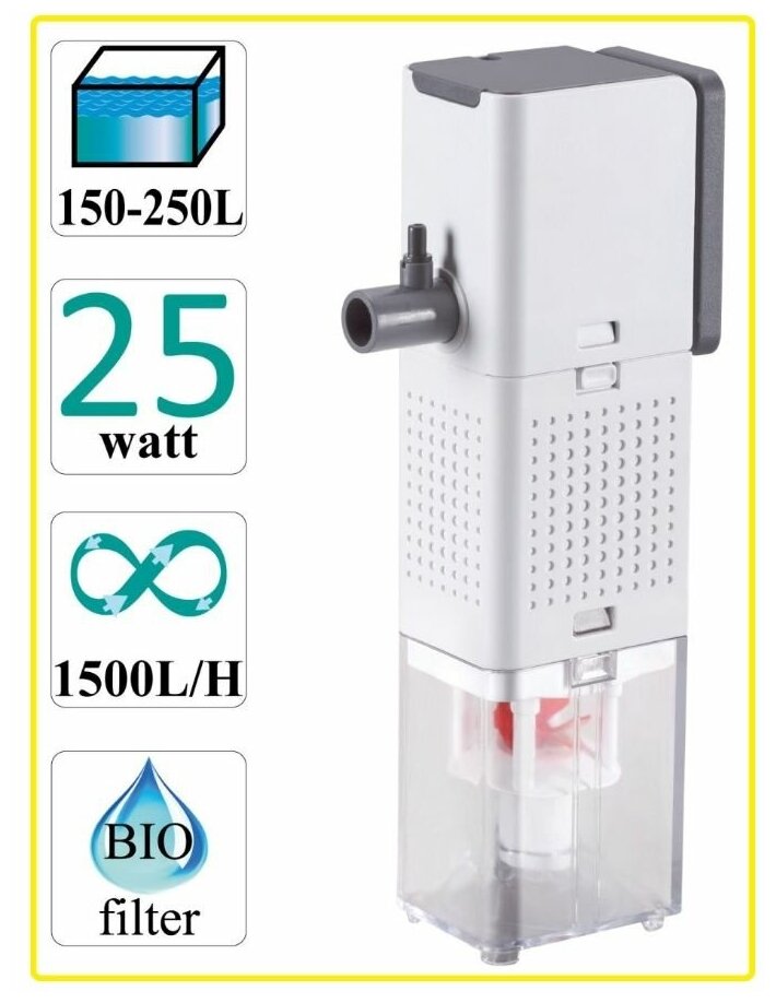 Фильтр внутренний Barbus WHITE POWER PRO 1500л/ч 25ватт