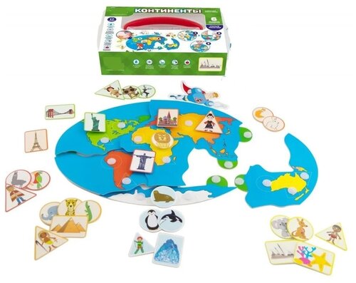 Развивающая игра на липучках, Континенты, обучающая игра, для детей от 3 лет.