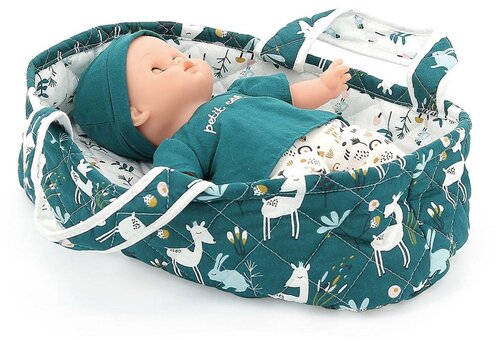 Petitcollin 28 cm / 11 doll moses basket (Кроватка для кукол Петитколлин с ланями до 28 см)