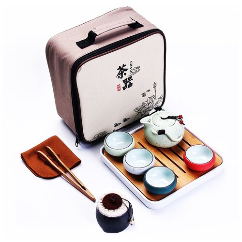 фото Переносной набор для чайной церемонии, дорожный керамический набор для заваривания чая, 10 предметов,bloominghome accents. bh-tts-03