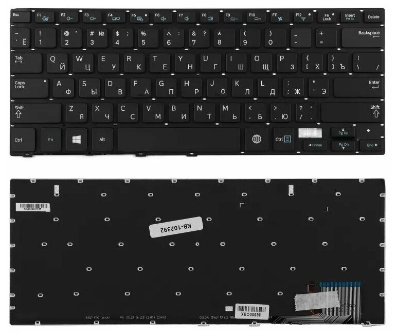 Клавиатура для ноутбука Samsung NP740U3E 740U3E Series Плоский Enter Черная без рамки PN BA75-04469K