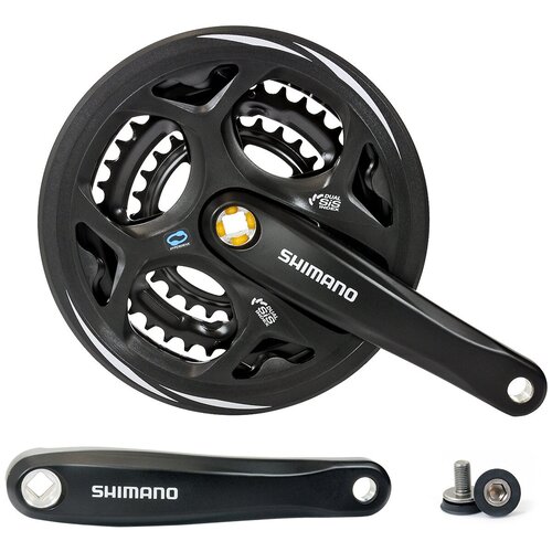 система shimano altus m311 квадрат 42 32 22t 170 мм с защитой черная Шатуны для велосипеда, Shimano Altus, M311, 170 мм, 48/38/28T, с защитой, EFCM311C888CL, черный