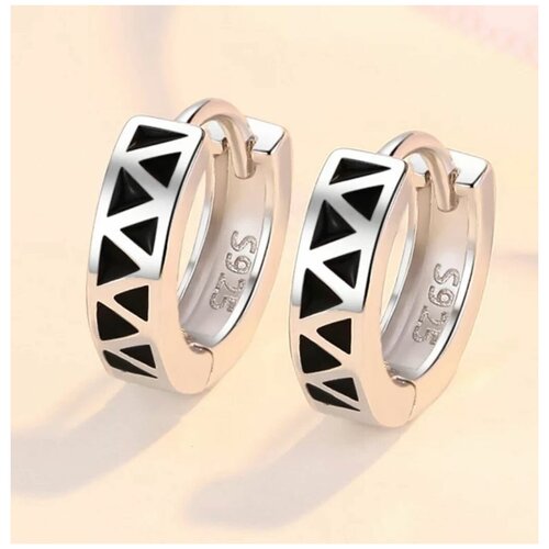 фото Серьги-кольца с черной эмалью filimati