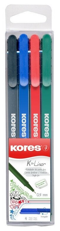 Набор линеров Kores 4 цвета (толщина линии 0,4 мм) 495450