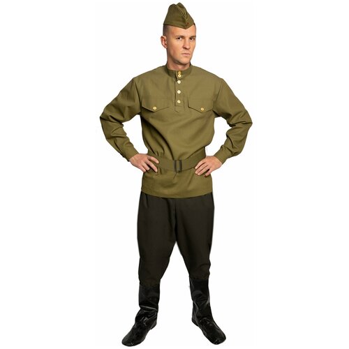 Комплект мужской военной формы Гимнастерка с пилоткой и поясом на рост 182 размер 52-54