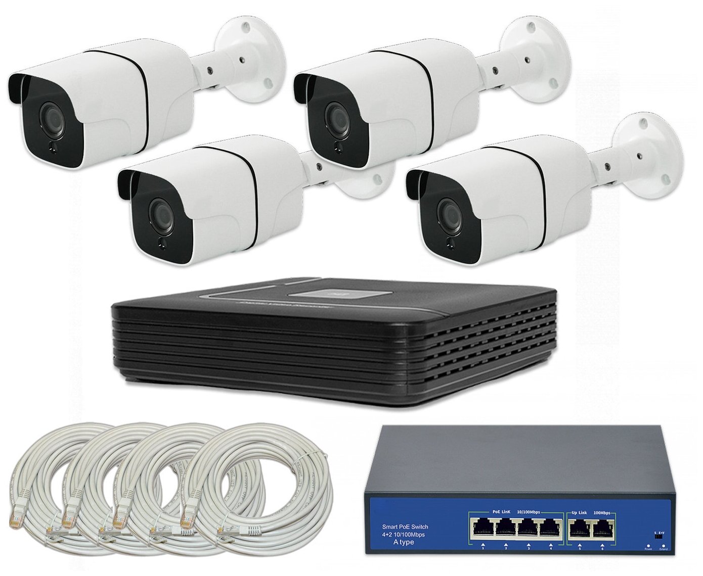 Готовый комплект IP видеонаблюдения 4 камеры 2MP ST-KIT-IP42HD