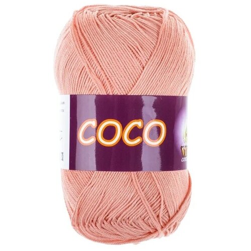 Пряжа COCO VITA Cotton, 50г, 240м (Коко Вита Коттон) 100% мерсеризованный хлопок, цвет 3883 персик, 5шт