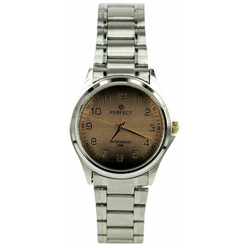 фото Perfect часы кварцевые, на батарейке, мужские, на кожаном ремне, металлический браслет, японский механизм наручные p425-4